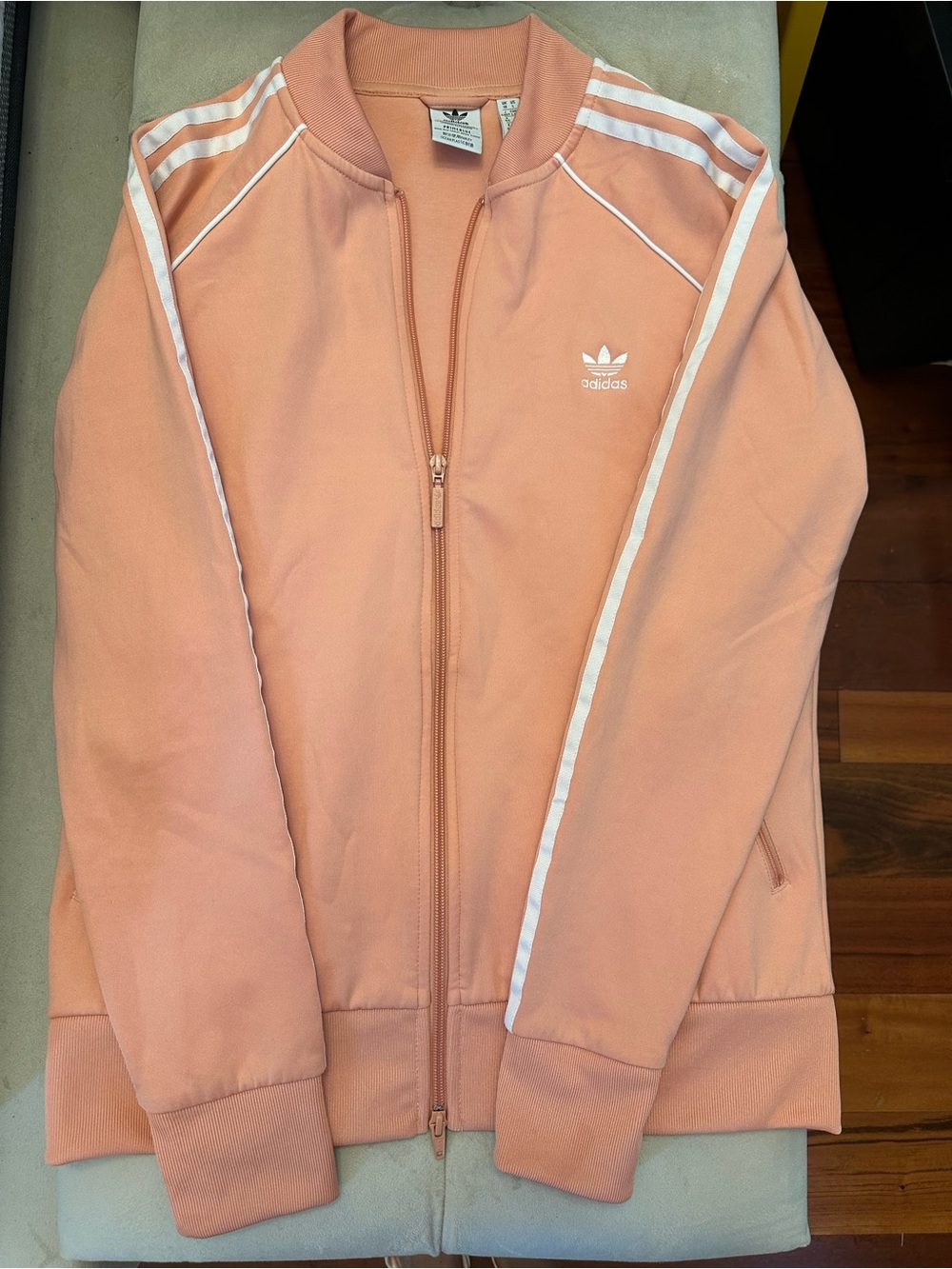 adidas Peach Zip-Up Track Jacket with White Accents